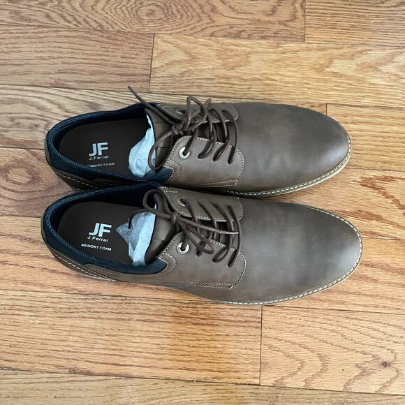 JF J. Ferrar Grayton Lace-Up Oxford Shoes Mens 13M Brown Man Made Dress Church - Picture 6 of 9